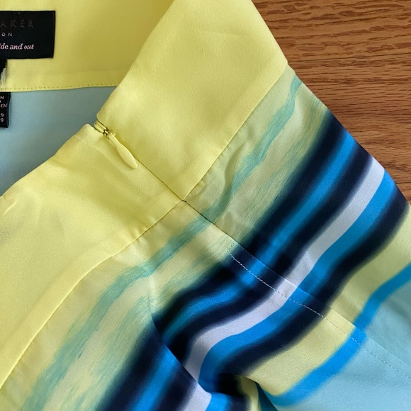 Ted Baker Skirt Women’s Sz 3 Multicolored A-line Striped Flaw Shown in Pics - Picture 6 of 12